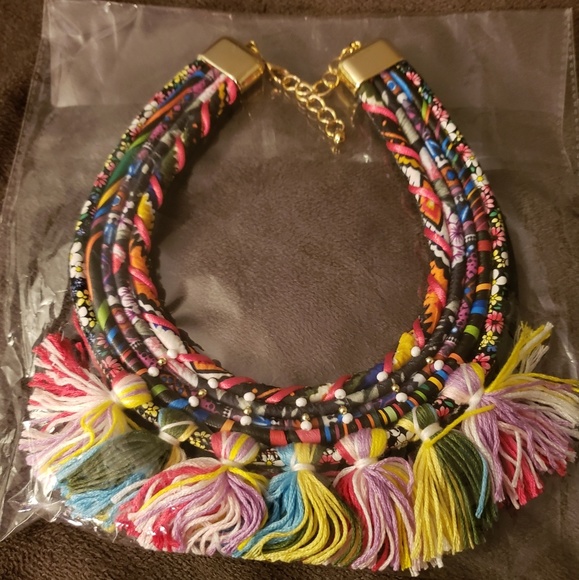 Ella & Elly Rainbow layed tassel statement necklac - Picture 3 of 3